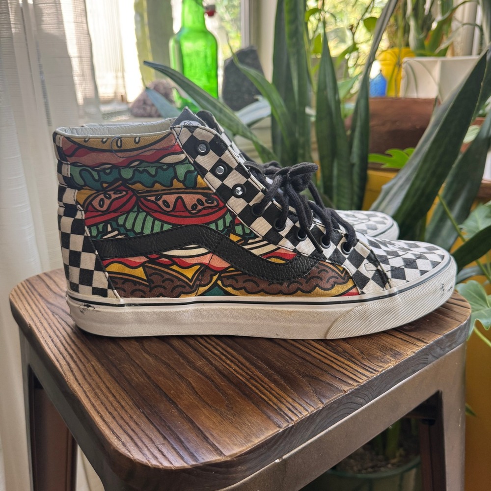 Vans Sk8-Hi Late Night Burger Checkerboard High Top Mens 12 Shoes - Picture 3 of 10